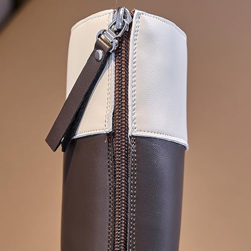 IWIHMIV Little Girls Riding Boots Leather Round Toe Mid Calf Boots Non Slip Thick Soled High Booties with Zipper4