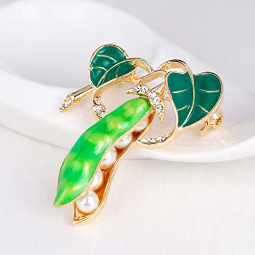 Broche Walbest para mulheres, formato de ervilha, pérola falsa, strass, broche embutido, joia de gol
