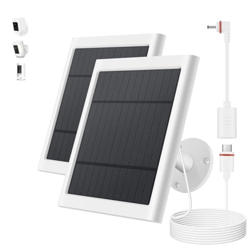 Solar Panel for Ring Camera, 2 Pack 4W Solar Charger Compatible with Rings Spotlight &All-New Stick...