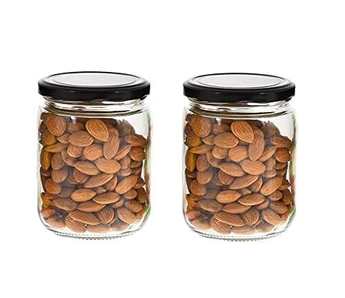 Image of Glassbunny 500ml Glass Jar with Rust Proof Air Tight Lid, Suitable to Use in Your Home Office, Kitchen Storage, Pack of 2