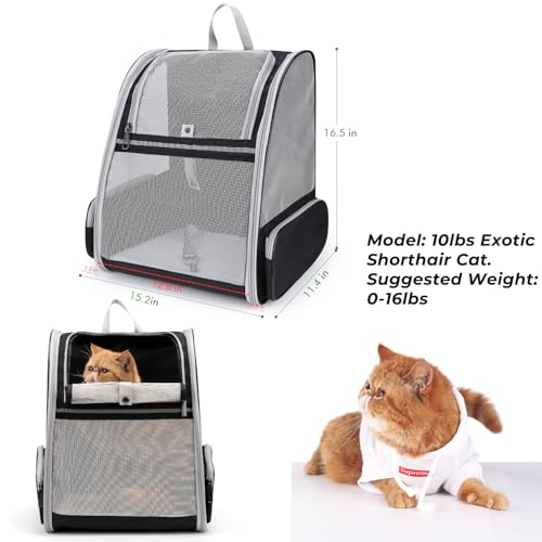 Image of Lollimeow Pet Carrier Backpack for Dogs and Cats,Puppies,Fully Ventilated Mesh,Airline Approved,Designed for Travel, Hiking, Walking & Outdoor Use（Black）