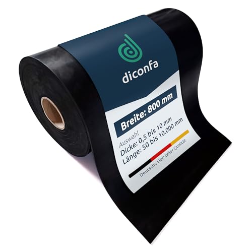 diconfa Gummimatte BREITE 800mm (80cm) - WÄHLBAR - Dicke: 1 bis 10mm - LÄNGE: 0,05 bis 10m - Auswahl: 800mm (80cm) lang, 2mm stark - Gummistreifen Meterware schmal Gummiunterlage Gummiplatte