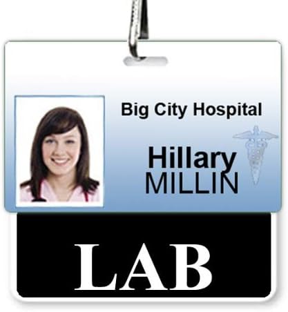 Miniatura 2 de LAB Badge Buddy Insignia horizontal resistente para trabajadores de laboratorio Tarjetas a prueba de derrames y rasgaduras 2 caras impresas en