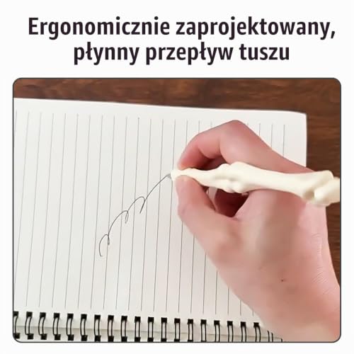NyxSeat Pióro kulkowe w kształcie kości z torbą do przechowywania, innowacyjne wzornictwo, czarny tusz, do biur i szpitali, 5 szt