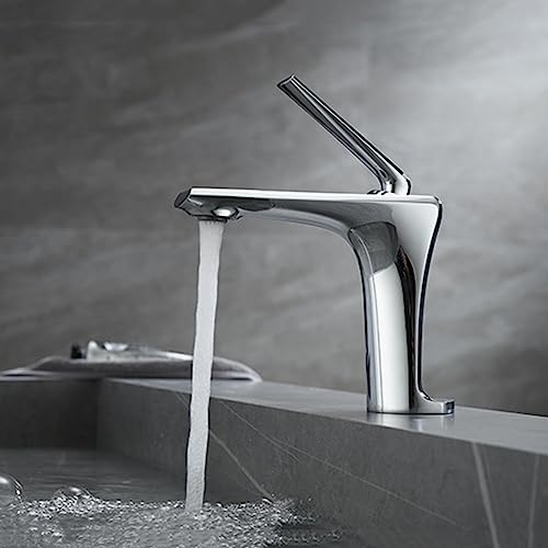 Grifo Baño Lavabo De 1 Orificio Para Agua Caliente Y FríaMonomando Lavabo G1/2Fácil De Instalar,cromo