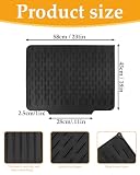 YEDPGUE Czarna silikonowa mata ociekowa do naczyń 40 × 32 × 1,2 cm, antypoślizgowa, odporna na ciepło, można prać w zmywarce, wisząca konstrukcja ułatwiająca przechowywanie, idealna do blatu roboczego