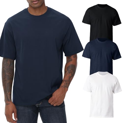 Image of KEEPSHOWING Mens Oversized T-Shirts, Cotton Loose Fit Crewneck Short Sleeve Casual Tees Workout Gym Basic Tops
