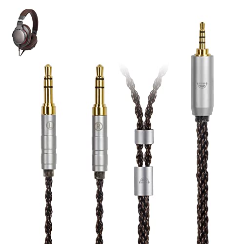 okcsc Replacement Upgrade Cable for Beyerdynamic T1 T5P T5P Headsets,8 Core OFC Audio Cable Dual 3.5mm Headphone Output Cable for Stock 4 Feet Length 2.5mm Plug