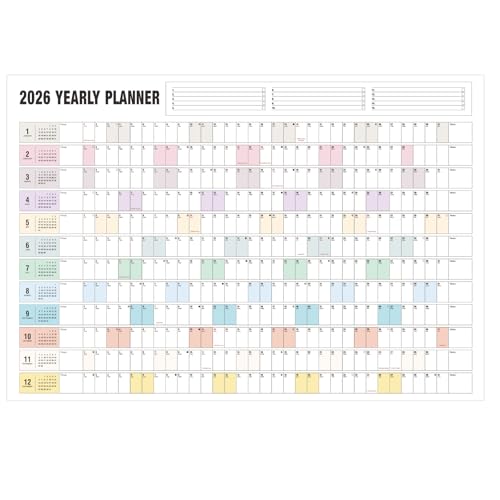 Litacimi Yearly Wall Calendar 2026 Paper Full Year Wall Calendar One Page 365 Day Calendar at One Glance 23X 33 Paper Folded