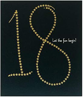 UK Greetings 18th Birthday Card for Him/Her/Friend - Gold Foil Stars Design, white, 159mm x 184mm