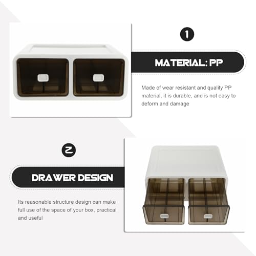 Boîte de rangement marron en PP à 2 compartiments pour sous-vêtements