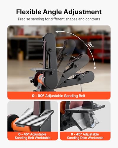 VEVOR 6" Disc Sander & 2" x 42" Belt Sander, 420W Professional Bench Belt Disc Sanders Combo with Multiple Angle Adjustments for DIY Woodworking, Furniture Refinishing, Knife Sharpening thumbnail 4