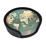 Matériaux : ce dessous de verre imprimé carte du monde rétro est fabriqué en cuir PU, avec une surface délicate et douce qui est facile à nettoyer.