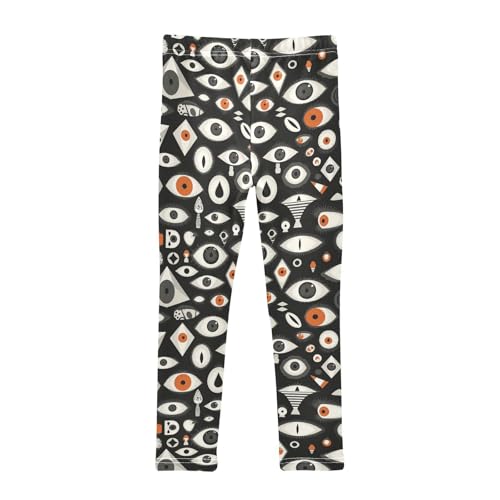 Black and White Evil Eyes Kids Baby Girls Athletic Leggings Comfortable Full Length Lounge Pants Exercise2