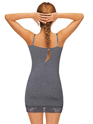 Image of SATINIOR 3 Pcs Women Long Camisoles Lace Tank Tops Neck Cami Adjustable Spaghetti Strap Trim Lace Tank Top for Women Wearing