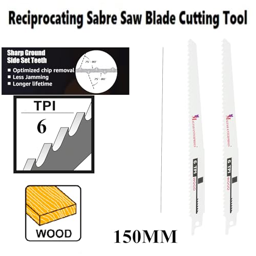 Image of Malfah Reciprocating Saw Blades Saber Saw Handsaw Multi Saw for Cutting Wood Metal Concrete Pvc Fast Straight Solid Pipes Profiles Chipboard Plaster (2 PCS MRSB150MM)