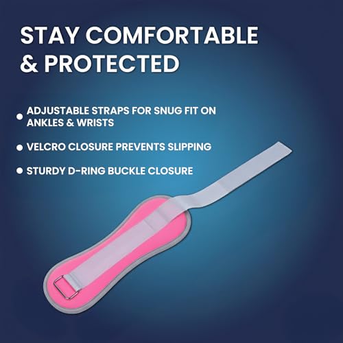 Image of PulseITWeightMax Adjustable Wrist & Ankle Weight Straps. Resistance Weight Bands with Secure Strap. Strength Training, Cardio, Rehab, Pilates & Physiotherapy- Unisex Fitness Gear Pink (2x1kg)