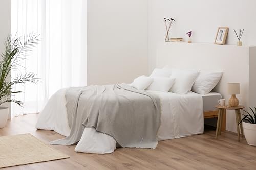 Colcha Multiusos Sofa, Manta Foulard, Plaid para Cama, Cubresofa Cubrecama, Jarapas, Fabricado en España, Armonía. (125x180cm, Gris Oscuro). - imagen 5