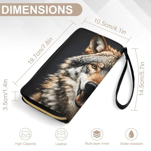 Womens Wallet Hungry Like A Wolf Print Cell Phone Wallet Purse Travel Long Purse PU Leather Clutch Wallets with Zip, Hand Strap2