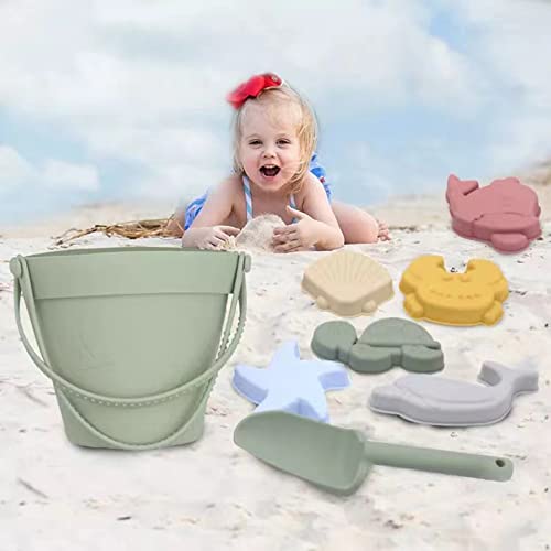 Jouets de sable durables en silicone, seau et pelle 8 pièces de qualité pour bac à sable - 2