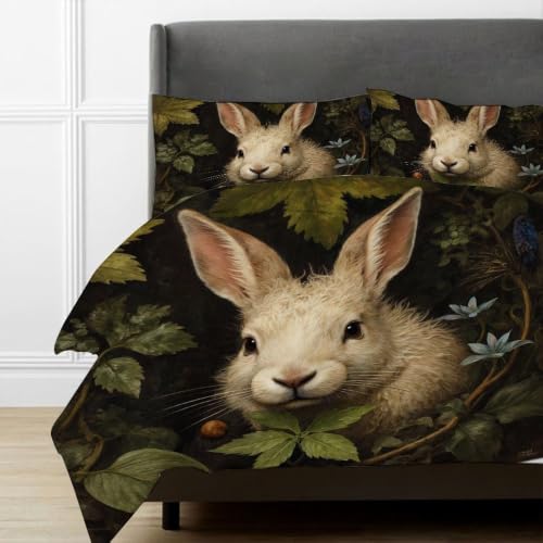 Parure de lit de qualité supérieure avec impression 3D lapin blanc 240x260