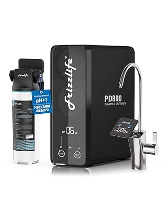Frizzlife 800GPD Reverse Osmosis Water Filter, NSF/ASNI 58&42&372 Standard, Alkaline Mineral pH+ Tankless Reverse Osmosis System, 9-Stage Under Sink RO, 2:1 Pure to Drain, Smart Faucet, PD800-N