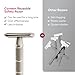 CAVEEM Double-Edge Safety Razor, Single-Blade Razors with 5 Stainless Steel Safety Razor Blades for Men and Women, Reusable Metal Razor – Silver Matt
