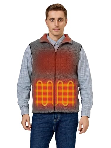ORORO Men's Heated Recycled Fleece Vest with Battery