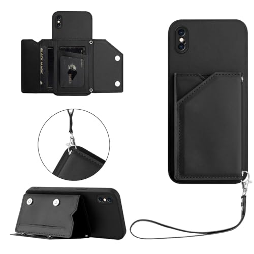 Housse cuir iPhone Xs Max pour femme avec sangle et rangement cartes idéal - 4