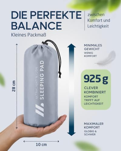 NORDMUT® Isomatte Schnellaufblasend mit integrierter Fußpumpe 10 cm - Isomatte Camping mit kleinem Packmaß - Outdoor Matratze für müheloses… – Ansicht 3