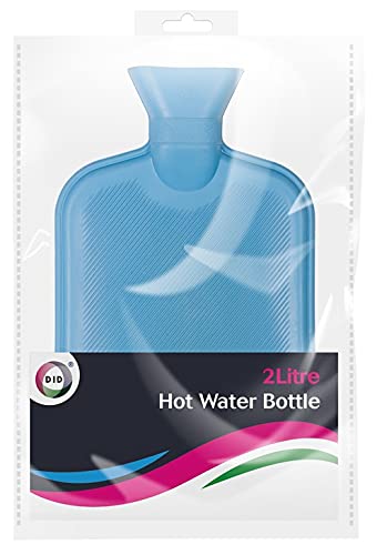 2Litre Hot Water Bottle, without Cover, Rubber, Hot Remedies, Warm Therapies, Massage, Relaxing Muscles (Blue, Rubber)