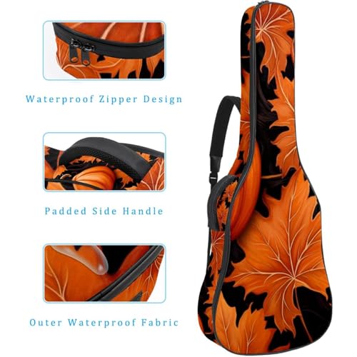 Sac de guitare étanche multicolore imprimé feuilles d'érable et citrouille