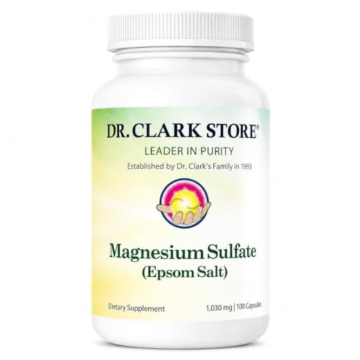 Dr. Clark Magnesium Sulphate USP (Epsom Salt) - Dietary Supplement, Laxatives for Constipation, Liver and Gallbladder Cleanse, 1030 mg, 100 Capsules