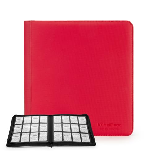 Image of Card Binder - 720 Capacity, Zippered Trading Card Holder for MTG, Sports & Collectible Cards - Acid-Free, Durable & Travel-Friendly Storage (Red dots, 12 Pocket)