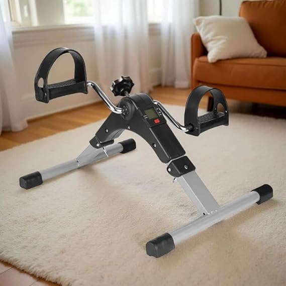 SKYVOKES Mini Cycle Pedal Exerciser with Fixing Strap, Adjustable Resistance and Digital Display - Suitable for Light Exercise of Legs, Arms, and Physiotherapy at Home-picture-27
