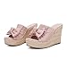 PiePieBuy Womens Platform Espadrilles Slip On Wedge Sandals Bow Tie Open Toe Slides Shoes, Pink, Size 7.5