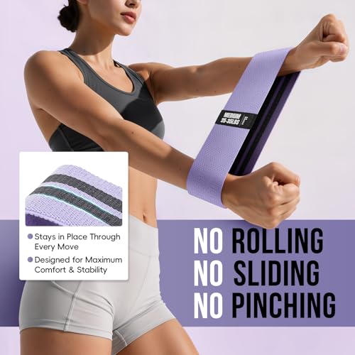 Image of Fabric Resistance Band Set with Exercise Guide, 3 Levels for Hip and Glute | For women and men; 3 resistance levels with an exercise guide for legs, squats, yoga, fitness, and physical therapy