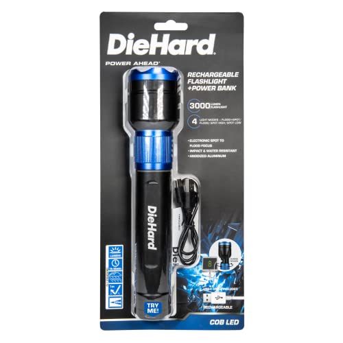 Diehard Usb Rechargeable Aluminum Flashlight With Power Bank - 3,400 Lumens, Black (41-6646) #TOP6