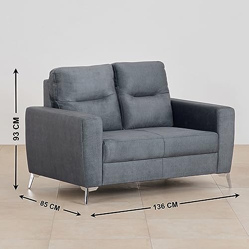 Image of Home Centre Helios Vive Solid Wood Fabric 3+2+1 Seater Sofa Set - Grey