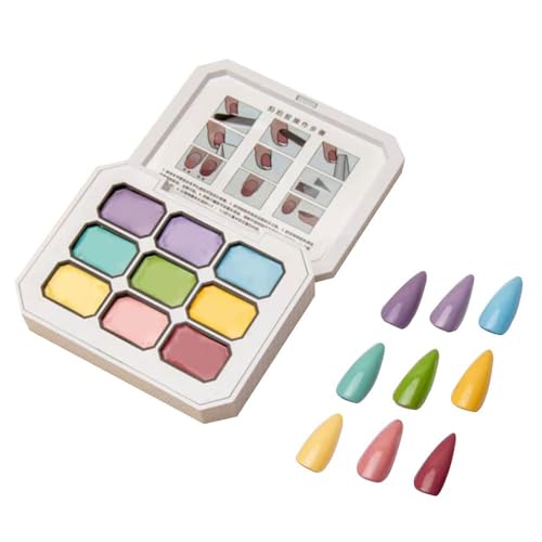 Image of THR3E STROKES Solid Cream GelPolish Set, 9 Colors Pudding Gel Nail Polish Palette with Nail Brush, Nude Pink Orange Red Solid Gel Polish Nail Art Kit Soak Off Portable Gift for Girls /Friend DIY Home (E)