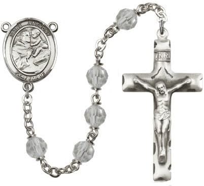 ST ANTHONY ROSARY CRYSTAL BEAD