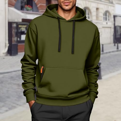 Men's Slim Fit Fleece Hooded Sweatshirt Casual Pullover Warm Winter Comfortable Hoodie with Zipper for Daily Wear3