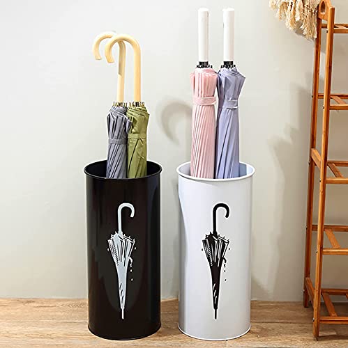 ZJYWMM Ruimtebesparende Organizer Moderne Ronde Paraplu Rack Hodler met 4 Verwijderbare haak, Metalen Paraplu Stand Mand met Paraplu Patroon, voor Home Office Hal Decor (Kleur: ZWART) - Afbeelding 7