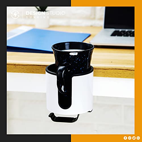 Luxury 2-In-1 Anti-Spill Cup Holder With Under Desk Headphone Hanger (White) #TOP2