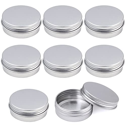 8 Pièces Pots en Aluminium Conteneurs Cosmétiques Vide Pots de Voyage Rondes et étiquette pour Maquillage Crème Baume à lèvres - 20 ML