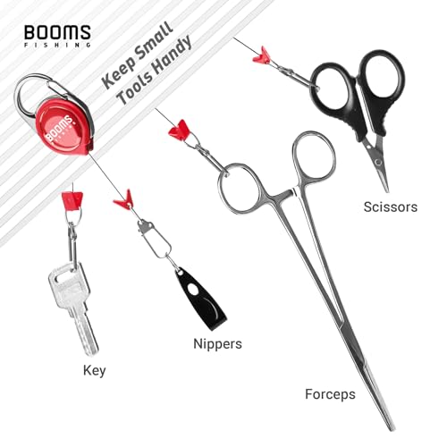 Booms Fishing RG1 Fly Fishing Zinger Retractor, 3pcs Red Retractable Keychain - Thumbnail 2
