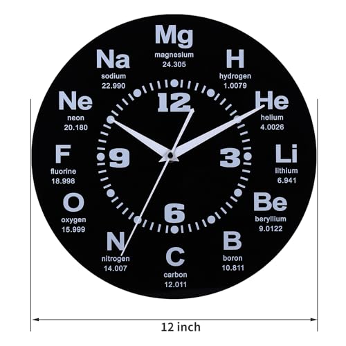 12 Inch Chemistry Wall Clock with Periodic Table Dial, Silent Movement, Battery Operated for Chemists, Science Teachers, STEM Students and Lab Wall Decor - Image 5