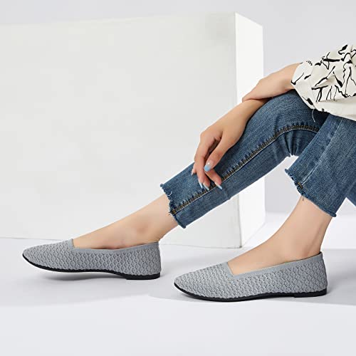 Babudog Women's Pointed-Toe Dress Shoes Soft Black Ballet Flats Shoes Breathable Mesh Work Shoes(Light Grey.us10) #TOP4
