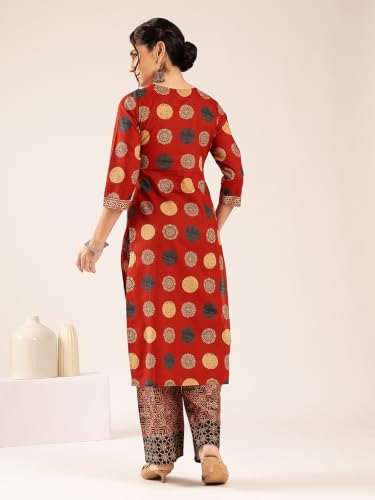 Image of Vbuyz Women's Printed & Hand Work Straight Cotton Blend Parrot Green Kurta,Pant with Dupatta | Kurta Set with Dupatta for Women | Suit Set | Ethnic Set | Printed Kurta Set | Salwar Set for Women