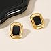 Catuni Chunky Earrings 18K Gold Plated Black Rectangle Statement Earrings Vintage 18K Gold Plated Stud Non Tarnish Stainless Steel